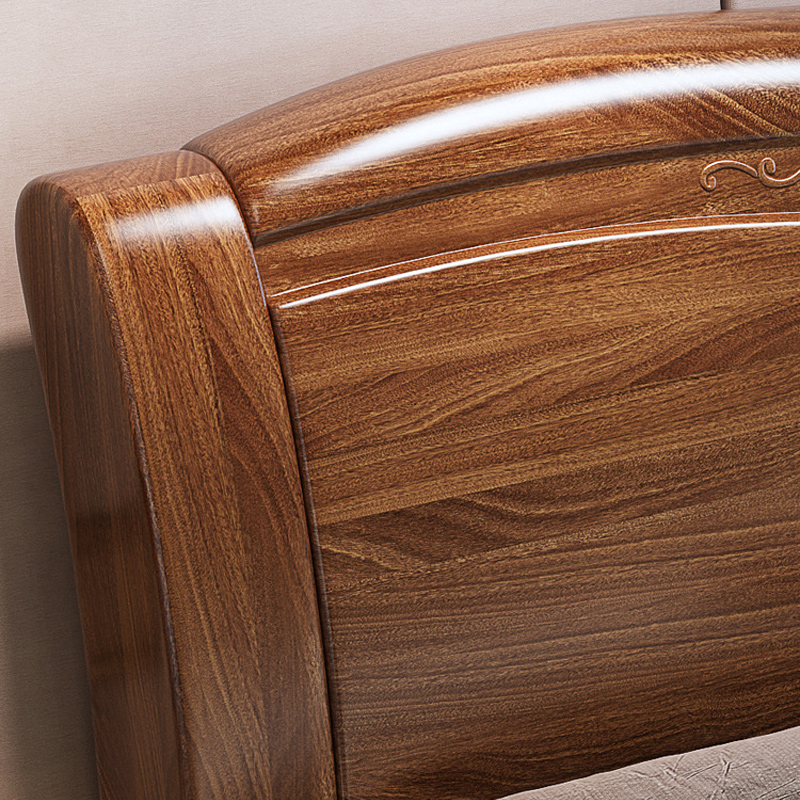 臻远ZY4022923胡桃木实木床1.8米双人床高清大图