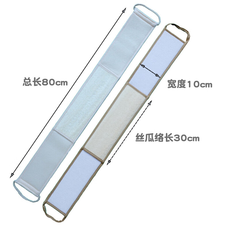 谋福 清洁巾 丝瓜络搓澡巾 双面搓背条[长条米色包边(5条)]*/个高清大图