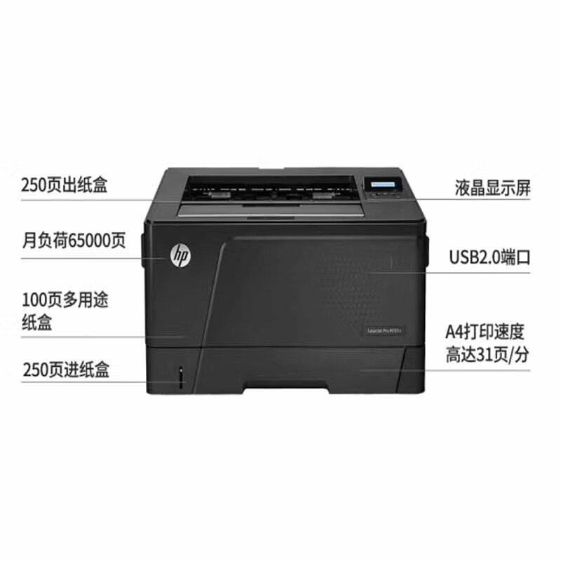 惠普(HP) M701 a3a4黑白激光高速黑白激光打印机数据线连接打印商用办公文件资料打印机单功能打印 标配高清大图