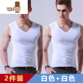 YANXU运动速干无袖坎肩男背心无痕薄款冰丝内穿港风潮牌ins吸汗背心潮 3XL适合150斤-170斤 白色+白色