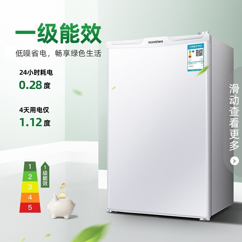 容声(Ronshen) 101升单门小型迷你冰箱一级能效 家用租房宿舍电冰箱