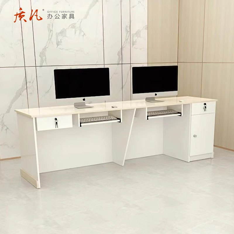 质凡现代简约收银台前台桌接待台 2400*600*800mm高清大图
