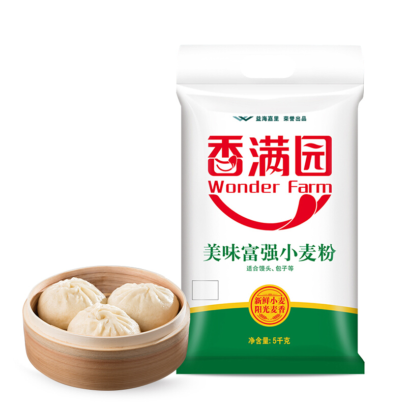香满园 面粉 中筋面粉 美味富强小麦粉 5kg 包子饺子馒头饼手擀面 十斤高清大图