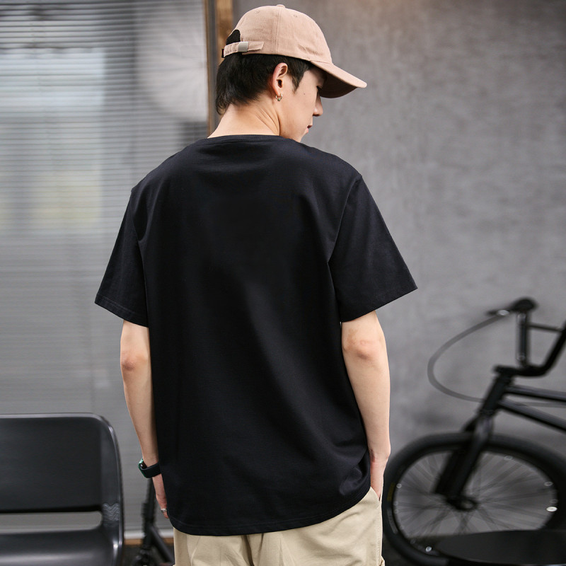 [1.5折价34元]唐狮夏款短袖T恤男士短袖T恤男前胸下摆印花圆领短袖T恤