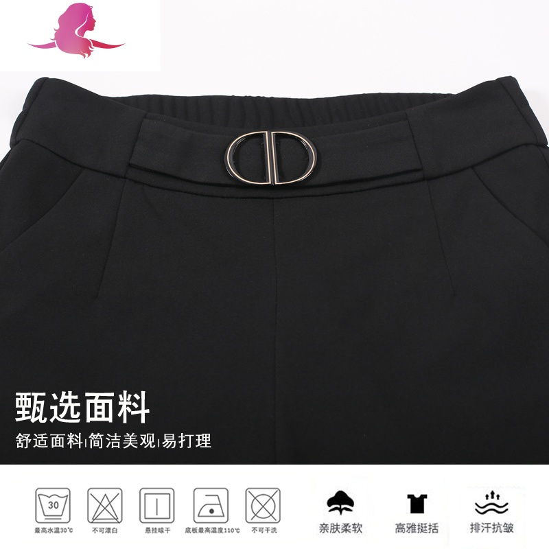 艳如飞妈妈春装阔腿裤女九分大码中年宽松黑色直筒裤春秋中老年女装裤子休闲裤