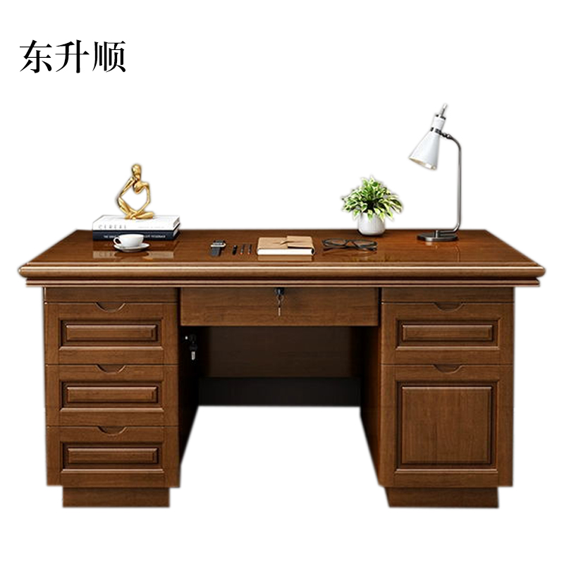东升顺办公桌办公室中式家用书桌写字台单人A款胡桃色1.6米(办公款)高清大图