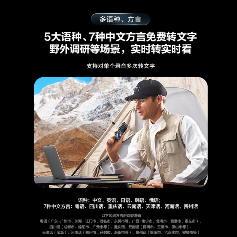 科大讯飞AI录音笔SR302TPro 32G内存 专业录音高清降噪 离线实时转写 星空灰高清大图