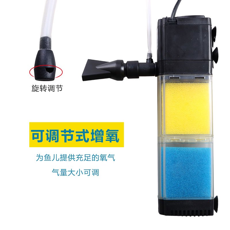 小型鱼缸过滤器过滤增氧造浪三合一内置水族箱侧滤超净水高清大图