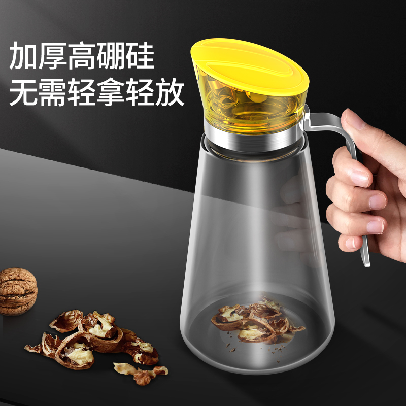 玻璃油壶大号装倒油瓶防漏烘焙精灵酱油瓶醋调料瓶欧式油罐壶家用厨房用品 黑色