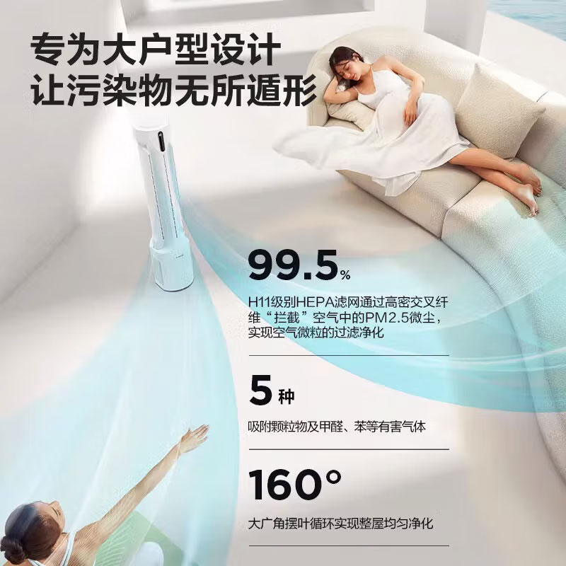 艾美特AIRMATE 无叶风扇塔扇家用台立扇遥控落地扇智能AI温控电风扇定时儿童摇头 AIR4PRO [增加UVC紫外]高清大图