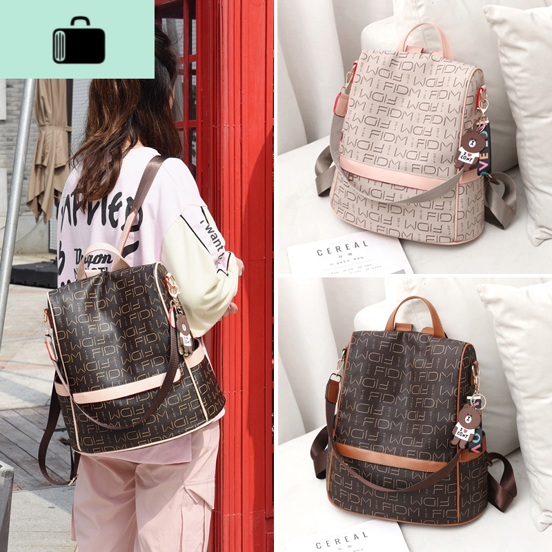 网红双肩包女2020年新款韩版时尚百搭大容量包包软皮防盗背包书包NEWLAKE高清大图