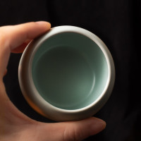 东道 汝窑 茶具 青瓷陶瓷茶杯 小福缘杯 主人杯 开片可养 单杯简装 天青色 否