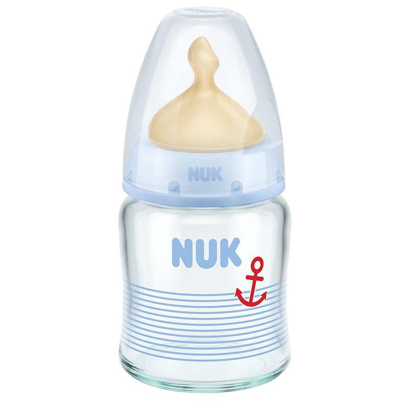 NUK耐高温120ml宽口玻璃彩色奶瓶(带初生型乳胶中圆孔奶嘴)颜色随机高清大图