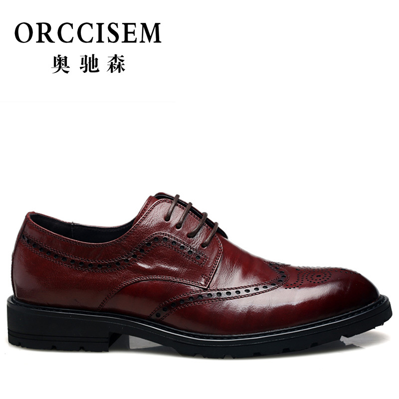 ORCCISEM奥驰森 皮鞋男新款英伦风男士皮鞋鳄鱼纹布洛克雕花男鞋真皮商务正装皮鞋男