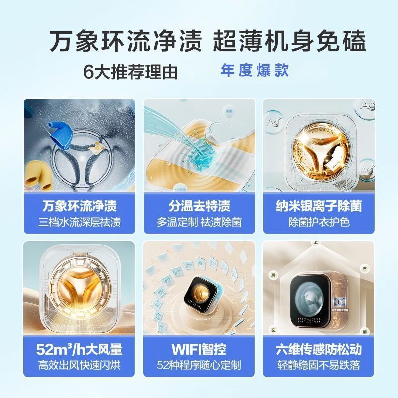 美的(Midea)壁挂洗烘一体洗衣机全自动家用3公斤MD30MINIMAX容量银离子除菌高洗净比95℃高温除菌变频[-]图片