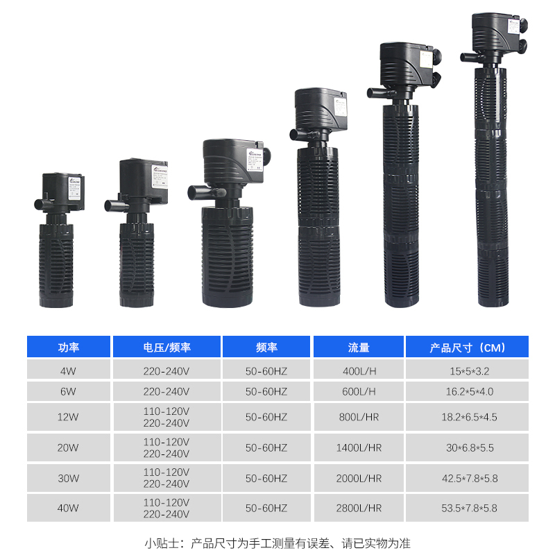 鱼缸内置过滤器内过滤三合一过滤设备增氧泵氧气泵潜水抽水泵高清大图