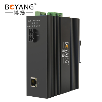博扬(BOYANG)BY-F101S 串口工业级光纤收发器 百兆单模双纤1光1电+RS485 光电转换器光纤交换机一台