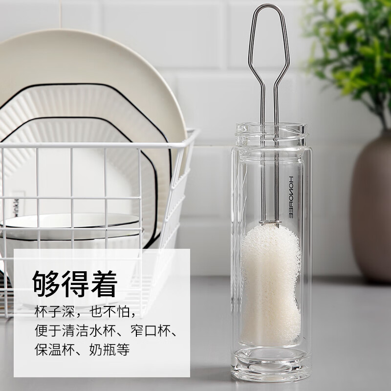 美丽雅蜂窝海绵长柄杯刷(赠一个备件)高清大图