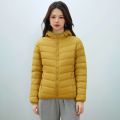 女装秋冬新款新国标90绒轻薄羽绒服女款女式带帽简约外套 4XL 黄色