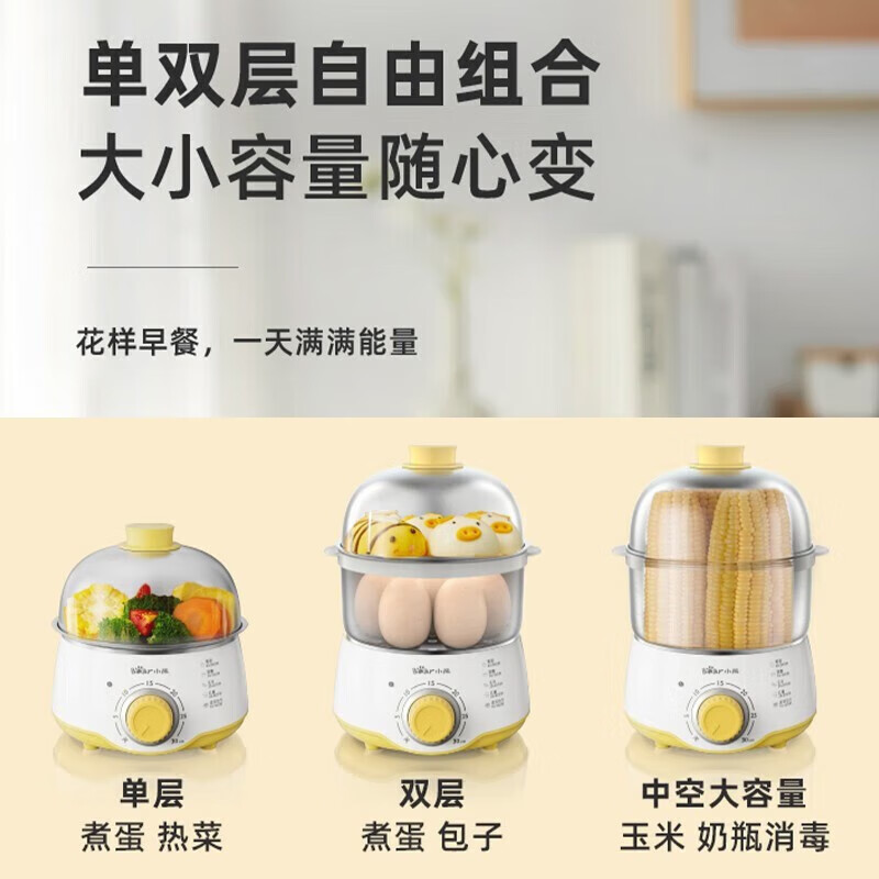 小熊蒸蛋器自动断电家用多功能不锈钢煮蛋器小型蒸蛋羹煮蛋神器ZDQ-A07U1高清大图