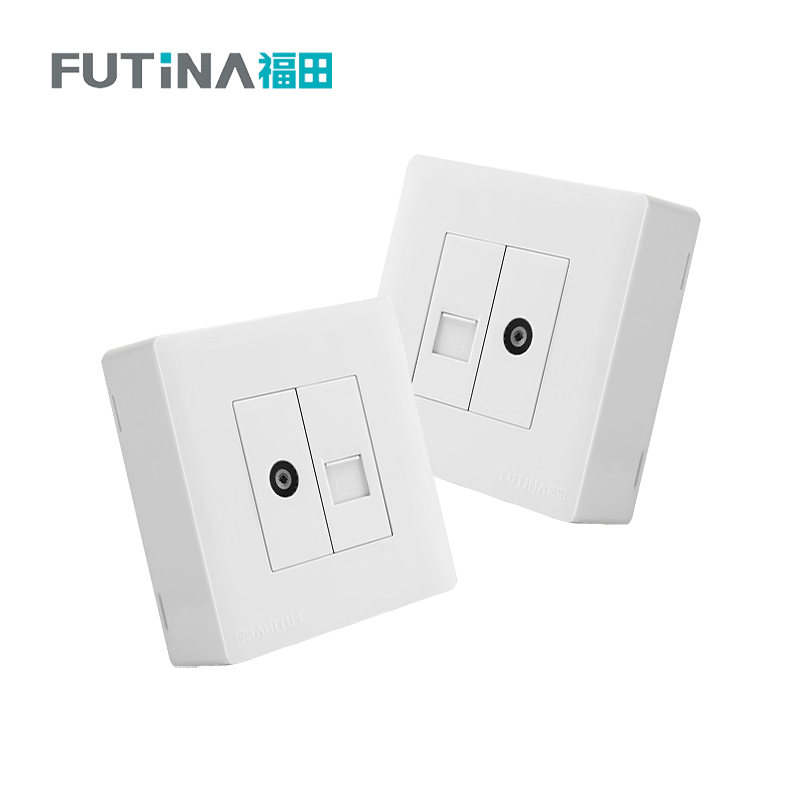福田 插座 明装开关插座面板明线家用墙壁 明装一位电视一位电脑 单位:个高清大图