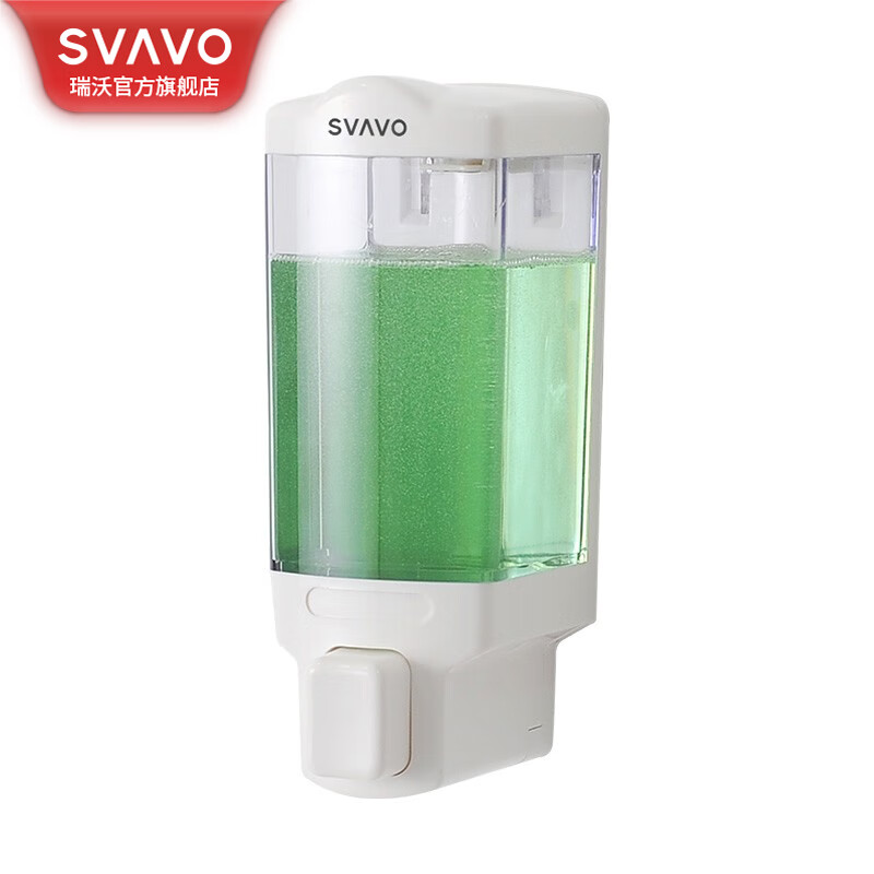 瑞沃(SVAVO)双头皂液器壁挂式免打孔手按洗手液瓶厨房洗洁精瓶卫生间洗手机 V-8121W 白+透明-单格单位:个