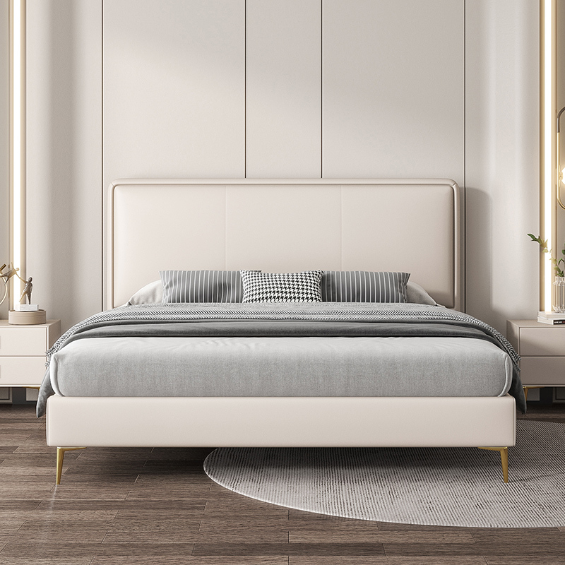 冬熊轻奢ins网红软包双人主卧床简约现代大小户型18米北欧真皮床