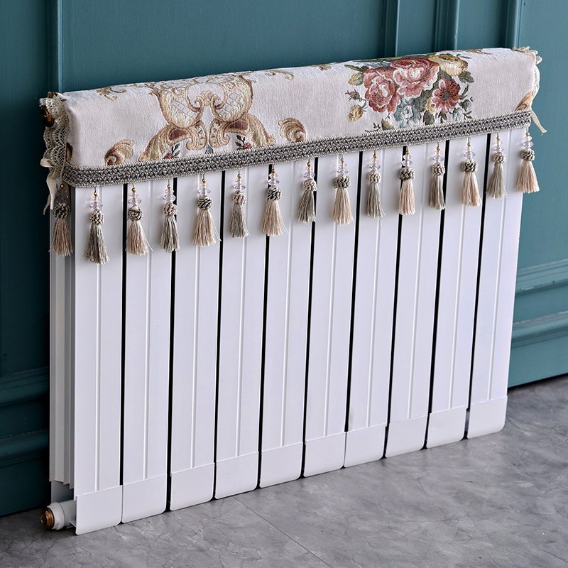 欧式暖气片罩装饰罩子布艺防尘套老式遮挡盖布遮挡帘保护套 流光四溢米黄色 长度60cm*厚度10cm*高度(含穗)20cm