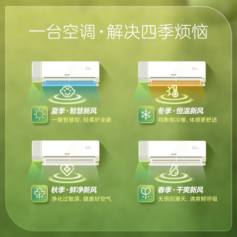 奥克斯(AUX)空调挂机大1匹 新风空调 新一级能效家用变频冷暖挂壁式沐新风KFR-26GW/BpR3BQC19(B1)高清大图