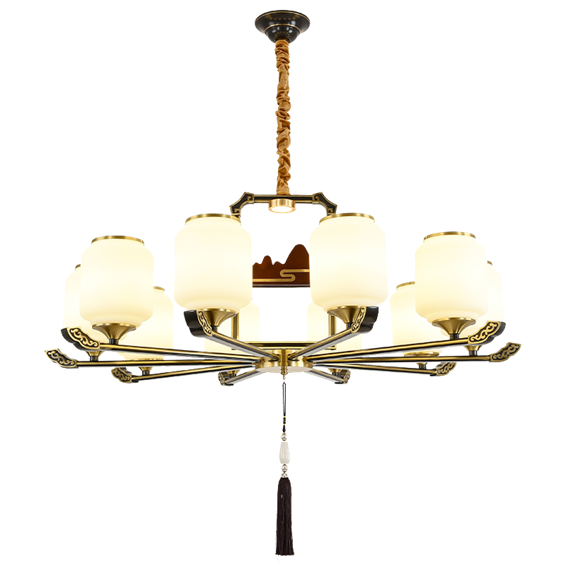 觅物 新中式全铜吊灯客厅吊灯新中式餐厅吊灯全铜系列中国风卧室餐厅