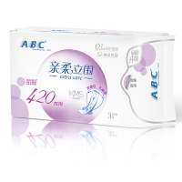 abc 卫生巾 夜用 超薄0.1cm 超长420mm 超宽170m 单包3片装 KMS清凉舒爽 亲柔立围 棉柔 姨妈巾