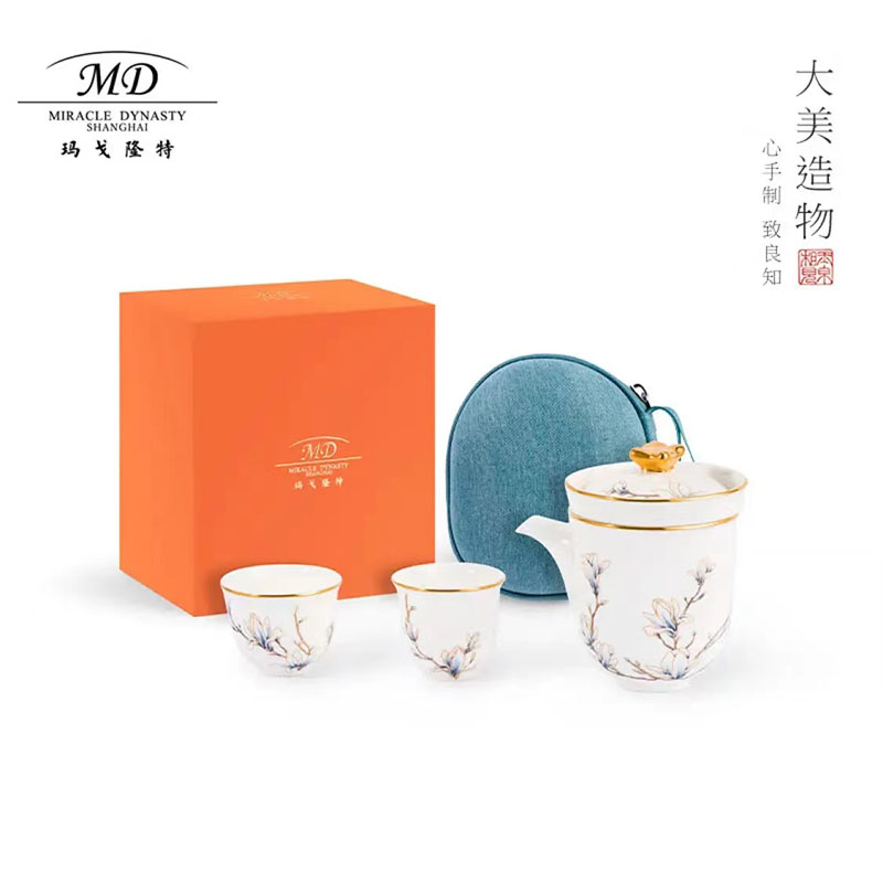 玛戈隆特 进博玉兰旅行茶具-黄金珐琅彩 5头2人份 1.05.553高清大图