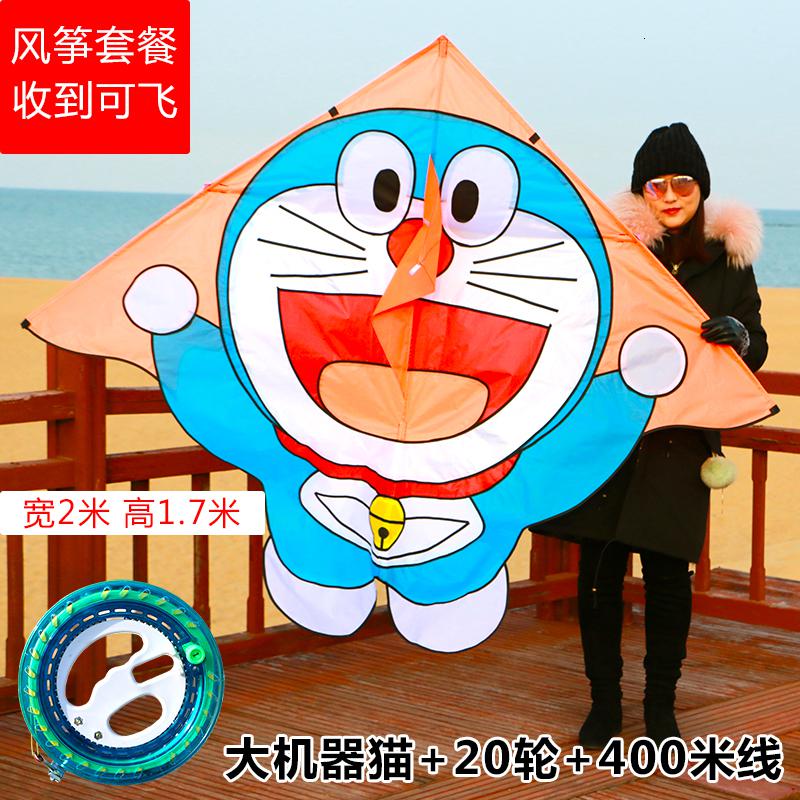 潍坊风筝新款叮当机器猫儿童风筝微风易飞初学者大型创意 三维工匠 大机器猫+20水晶轮+400米线高清大图