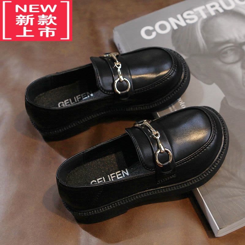 可莉允女童乐福鞋春秋2022新款英伦风黑色公主鞋洋气时尚软底儿童小皮鞋运动休闲鞋图片