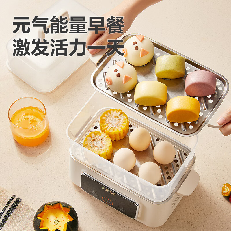 苏泊尔(SUPOR)煮蛋器 电蒸锅蒸蛋器 多功能家用早餐包子电热煮锅 智能预约可定时自动断电双层煮蛋 ZN23FC857高清大图