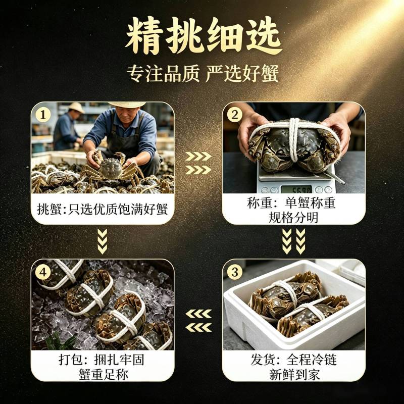 [活蟹]蟹灵阁阳澄湖大闸蟹公6.0两母4.5两4对8只 10月15日起提货 5天内发货高清大图