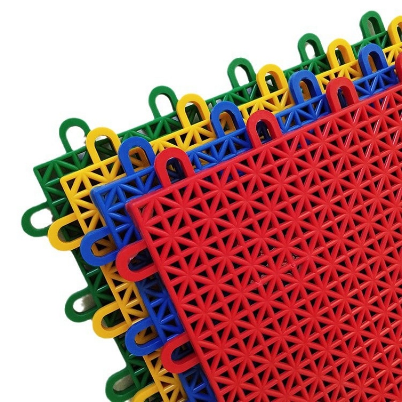 匹牧 PM-DZ-0023 悬浮拼装地板场跑道防滑地垫方柱方格（圆扣） 灰色25*25*1.2cm*5片高清大图
