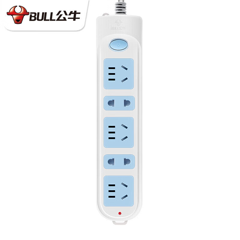 公牛 BULL 拖线板插座 GN-608 总控5位 6米 多孔长线多功能电插板 新国标/排插/接线板 袋装高清大图