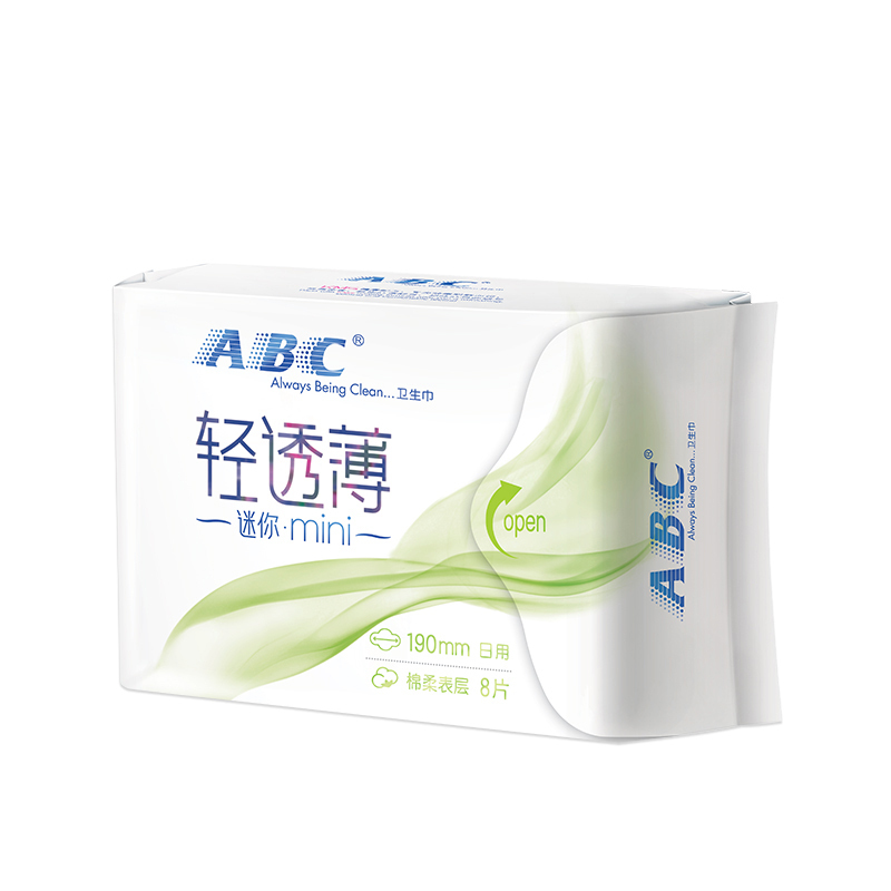 ABC卫生巾迷你巾亲柔立围日用丝薄190mm*8片