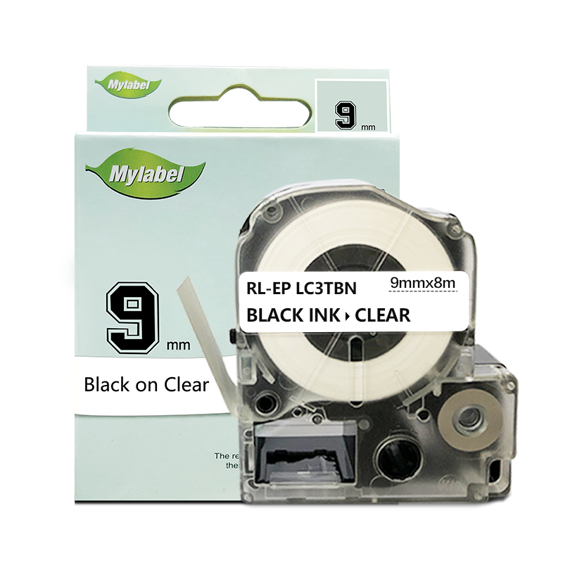 艾洁 9mm透明底黑字标签色带 适用爱普生EPSON LW300;LW400;LW700;LW600P;LW1000P