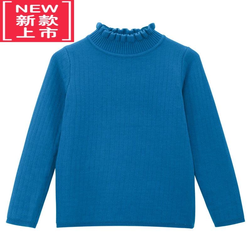 可莉允女童打底毛衣儿童花边领洋气针织衫加绒加厚秋冬2022新款童装图片