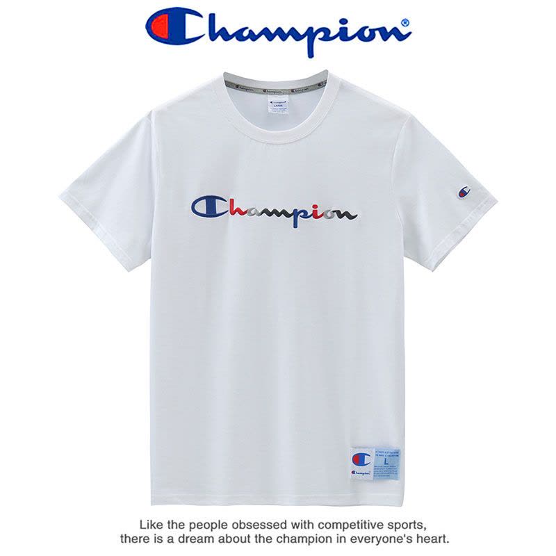Champion 冠军夏季短袖T恤女士情侣同款圆领INS风潮刺绣运动T恤男图片