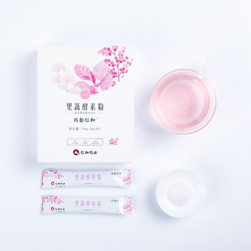 药都仁和 酵素粉果蔬爱飘台湾水果孝素飘飘果蔬酵素 保健茶饮 非果冻梅 一盒/20袋*5g 一盒装100g