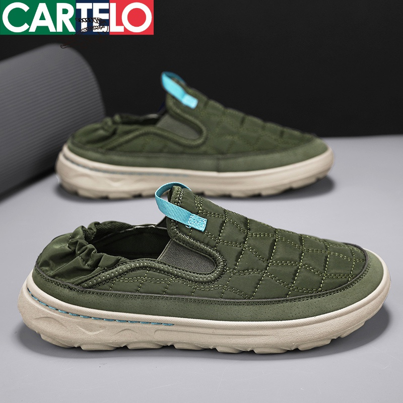 鳄鱼cartelo新款男士一脚蹬休闲鞋潮流板鞋百搭懒人鞋男鞋帆布鞋