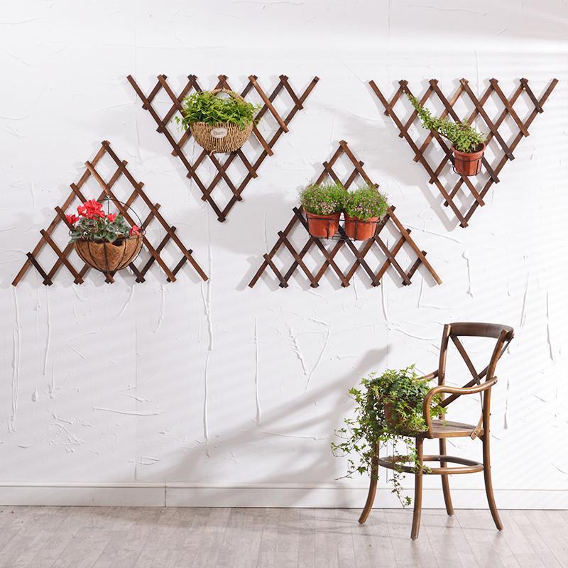 木质壁挂墙上装饰花架客厅阳台悬挂植物挂墙架网格壁饰菱形展开一半是