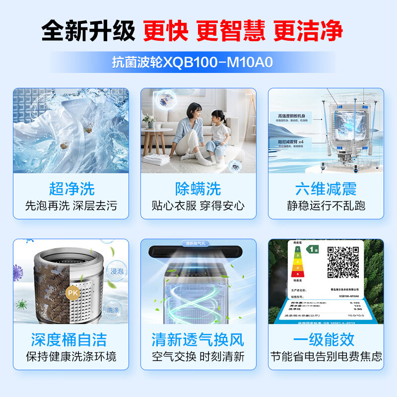 海尔波轮洗衣机XQB100-M10A0全自动10公斤 家用大容量 新品上市 一级能效 六维减震高清大图