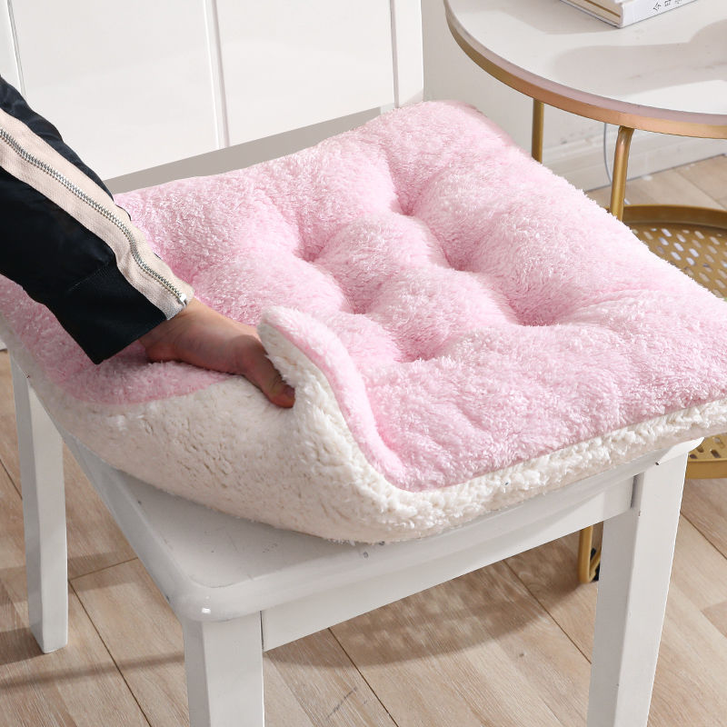 南极人坐垫冬季毛绒椅子垫纯色羊羔毛办公室久坐地上座椅屁股垫子加厚