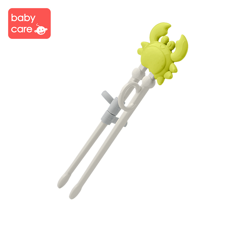 babycare儿童筷子训练筷 宝宝一段学习筷健康环保练习筷餐具套装 青芥黄 2166