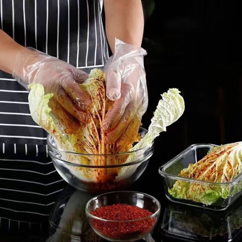 一次性手套 食品级专用耐用pe塑料薄膜商用餐饮理发店染发手膜 一次性手套100只1袋装高清大图