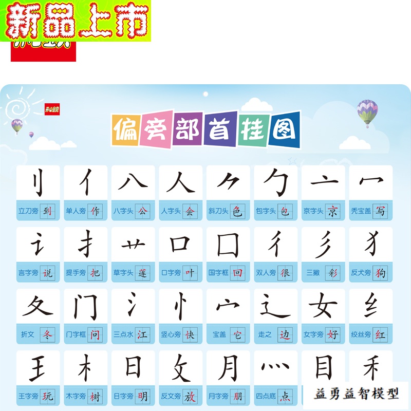 学前幼儿一年级偏旁部首挂图早教启蒙幼儿学习拼音无声图片 高清实拍大图 苏宁易购